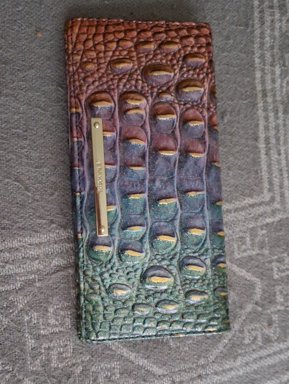Brahmin Multicolor  Irredencent Croc-Embossed Wallet Case with Gold Accent